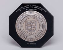 Pat Jennings a silver-mounted Tottenham Hotspur v. Manchester United Charity Shield plaque