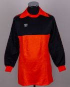 Orange and black No1. goalkeepers shirt, 1985