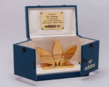 Pat Jennings rare yellow-metal Adidas 100 International Appearances presentation award &nbsp;