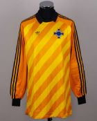 Pat Jennings yellow No.1 Northern Ireland goalkeepers shirt, 1986