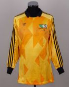 Pat Jennings yellow and black No.1 FIFA/UNICEF All Star match worn goalkeepers shirt, 1986
