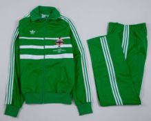 Pat Jennings green and white Spain World Cup tracksuit top and bottoms, 1982