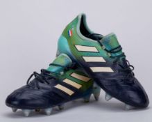 Jasper Cillessen blue and green Adidas football boots, 2017-18
