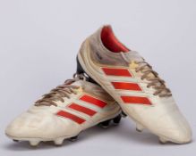 Jordi Alba off-white and orange Adidas Copa Pure match worn football boots, November 2018