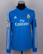 Gareth Bale blue and white No.11 Real Madrid long-sleeved shirt