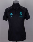Black and green No.8 Real Madrid short-sleeved polo shirt, 2017-18