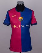 Lamine Yamal garnet and blue No.19 Barcelona v. Real Madrid match issued El Clásico shirt