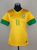 Neymar yellow Brazil No.11 short sleeved shirt, 2012.