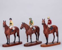 Trio of Beswick racehorse & jockeys
