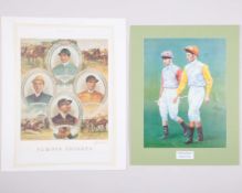 Four horse racing prints featuring jockeys