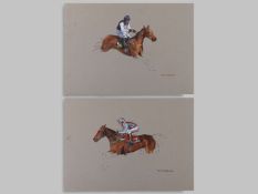 Pair of watercolours by Graham Holdsworth of Best Mate and Kicking King