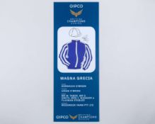 Paddock parade pennant for 2000 Guineas winner Magna Grecia signed by jockey Donnacha O'Brien