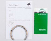 Racing plate worn by Desert Orchid when winning the 1989 Gainsborough Chase at Sandown Park