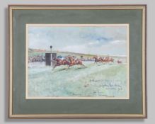 John Beer (British, 1860-1930) horse racing watercolour