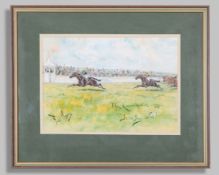 George Finch Mason (British, 1850-1915) horse racing watercolour