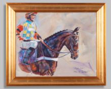 David Dent (British, b.1959) oil painting of the racehorse Might Bite