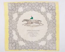A ladies silk scarf commemorating the victory of Merry Hampton in the 1887 Derby&nbsp;