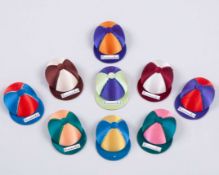 Group of 16 souvenir jockey caps,