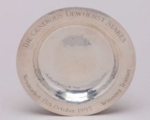 The trainer's prize presented to Dick Hern for Alhaarth's victory in the 1995 Dewhurst Stakes