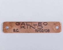 Frankel’s original yearling head collar nameplate