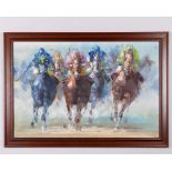 Anthony Vecchio oil painting of an American dirt track horse race