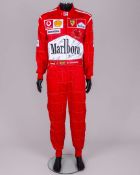 Michael Schumacher Multi Signed Ferrari Replica Race Suit With Signed Ferrari T-Shirt