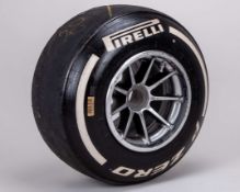 Max Verstappen 2021 Red Bull Racing White Hard Compound Used Front Right Wheel & Tyre