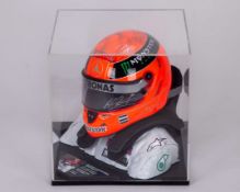 Michael Schumacher 2011 Mercedes GP Signed Used Mercedes Visor with Unofficial Replica Helmet
