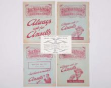 Four Aston Villa v. Leeds United match programmes, 1933-1938