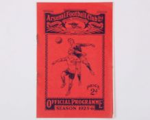 Arsenal v. Leeds United match programme, 26th September 1925