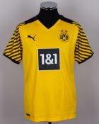 A yellow and black Erling Haaland autographed replica Borussia Dortmund shirt&nbsp;