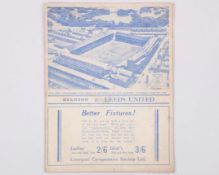 Everton v. Leeds United match programme, 22nd October 1938