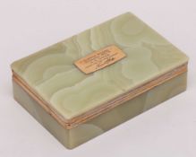 Norman Hunter Testimonial a green onyx cigarette box