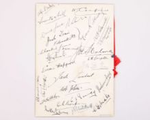 1933 Arsenal autographed menu to celebrate winning the 1933 League Championship