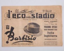 Italy v. England international match programme, 16th May 1948