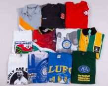 A collection of Leeds United polo shirts and commemorative t-shirts&nbsp;