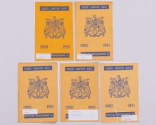 Five Leeds United home match programmes 1951
