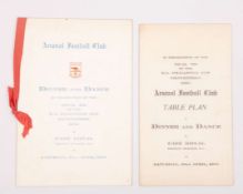 1950 Arsenal menu for the Dinner & Dance to celebrate the F.A.Cup Final