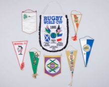 A collection of World Cup supporters pennants