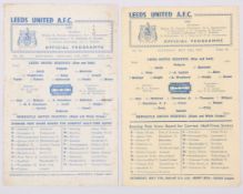 Two Leeds United Reserve home match programmes, 1947
