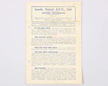 Leeds United v. Huddersfield Town match programme, 18th December 1943