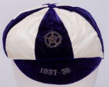 Bert Sproston blue and white England v. Czechoslovakia International cap, 1937-38