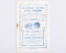 Blackburn Rovers v. Manchester United match programme, 14th December 1946