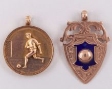 9ct gold and enamel Merthyr Hospital Cup runners-up medal, 1921