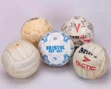 Five various autographed footballs&nbsp;