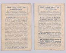 Two Leeds United home match programmes, 1946