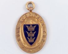 Willis Edwards 9ct gold and enamel Hull Hospitals Cup medal, 1929-30