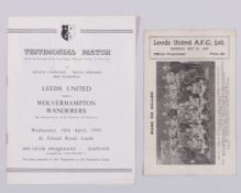 Leeds United v. Wolverhampton Wanderers Testimonial match programme, 1950