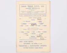 Leeds United v. Chesterfield match programme, 2nd April 1945
