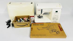 JANOME EMBROIDERY AND SEWING MACHINE WITH A BOXED EXTENSION TABLE, SEWING AND EMBROIDERY FEET,